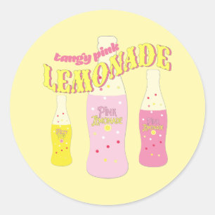 Pegatina Redonda Limonada Rosa Cumpleaños Verano Lunares Divertida