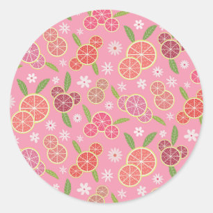 Pegatina Redonda Limonada Rosa Floral 