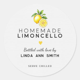 Pegatina Redonda Limoncello Casero Embotellado Personalizado