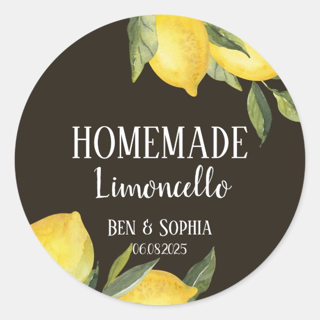Pegatina Redonda Limoncello Casero Rústico Moderno  (Anverso)