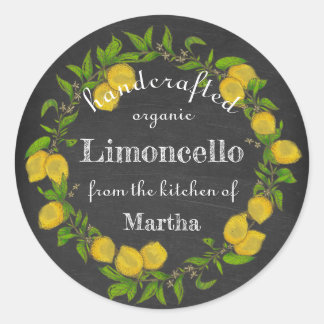 Pegatina Redonda Limoncello de limoncello de limón de limón de limó