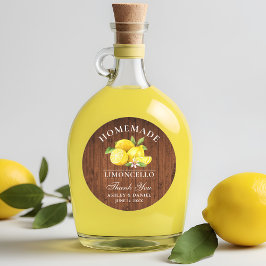 Pegatina Redonda Limoncello de madera boda agradecimiento