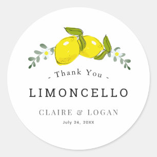 Pegatina Redonda Limoncello Lemon Floral Boda Gracias