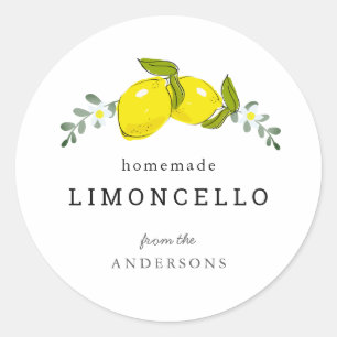 Pegatina Redonda Limoncello Lemon Floral White