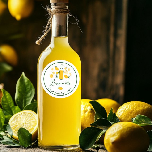 Pegatina Redonda Limoncello Lemonade Lemon Handmade Craft PERSONALI (Limoncello Lemonade Lemon Handmade Craft CUSTOM Classic Round Sticker
)