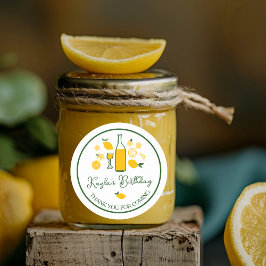 Pegatina Redonda Limoncello Limonada Limón Cumpleaños Personalizado
