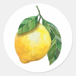 Pegatina Redonda Limoncito en acuarela