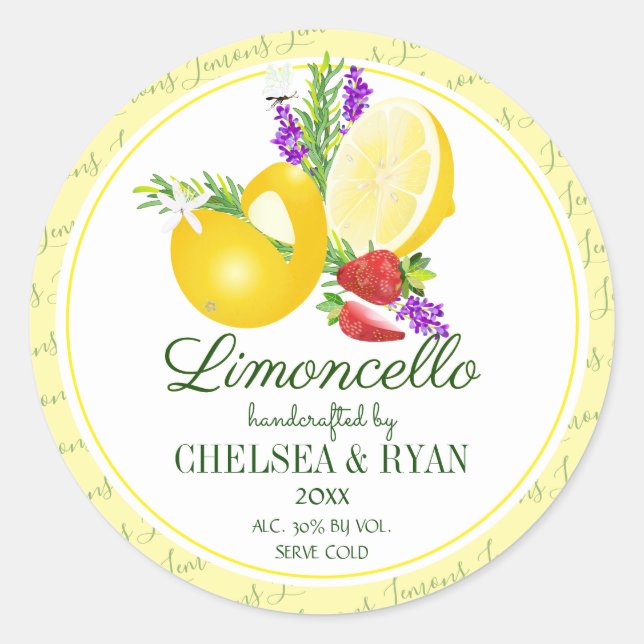 Pegatina Redonda Limones de Limoncello (Anverso)
