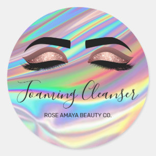 Pegatina Redonda Limpia Pestañas Glam Holográfico de Moda