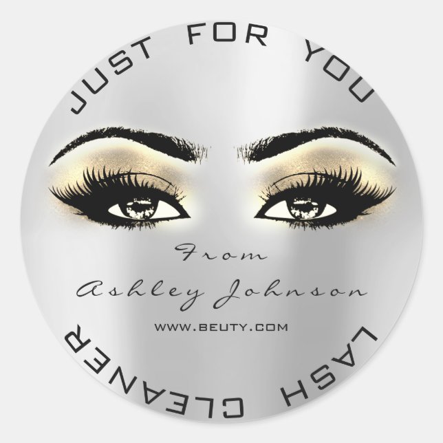 Pegatina Redonda Limpiador de maquillaje con barra dorada de bellez (Anverso)