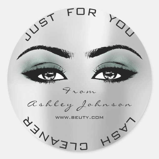 Pegatina Redonda Limpiador de maquillaje Verde azulado de Purpurina (Anverso)