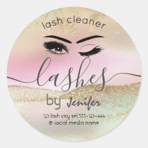 Pegatina Redonda Limpiador holográfico de cenizas purpurinoso de or