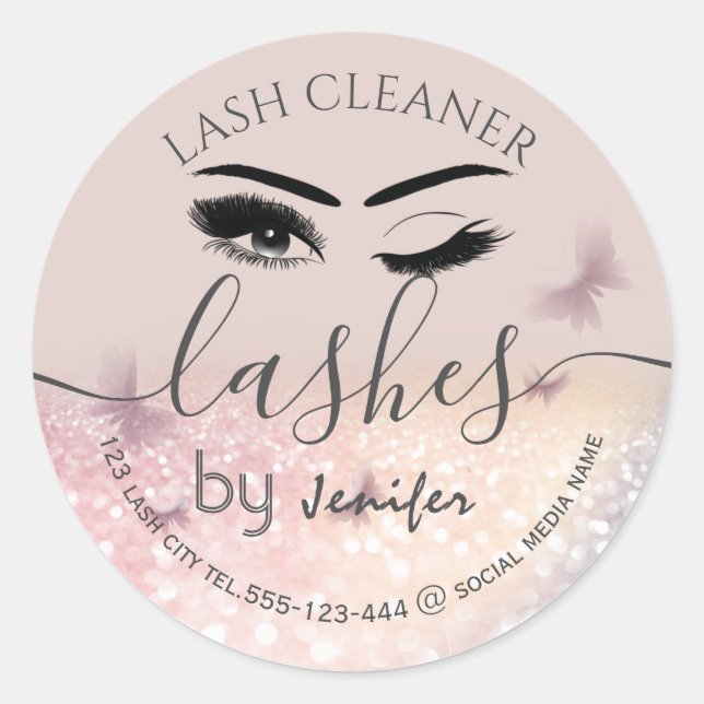 Pegatina Redonda Limpiador lujoso purpurinoso de extensión de ceniz (Anverso)