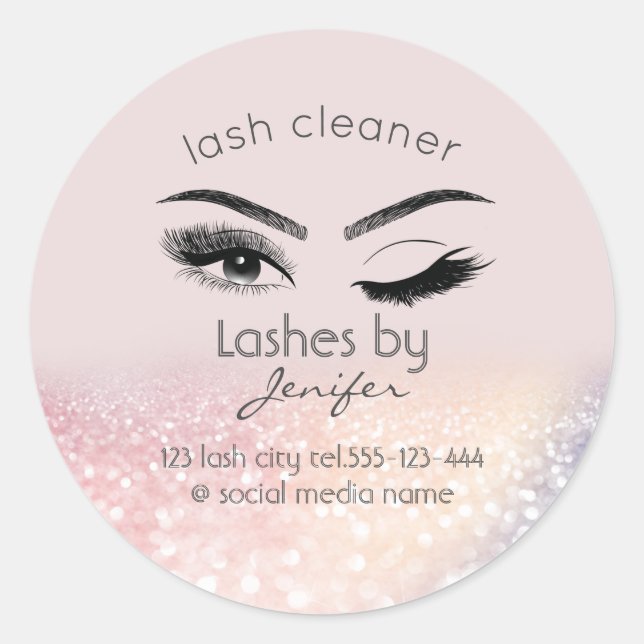 Pegatina Redonda Limpiador lujoso purpurinoso de extensión de ceniz (Anverso)