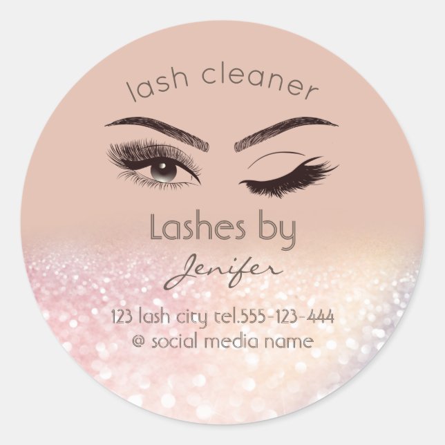 Pegatina Redonda Limpiador lujoso purpurinoso de extensión de ceniz (Anverso)