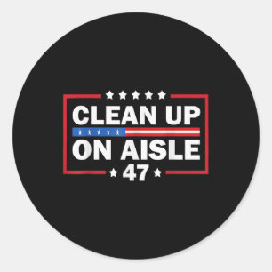 Pegatina Redonda Limpieza De Aisle 47 Impeach 47 Anti Trump Preside