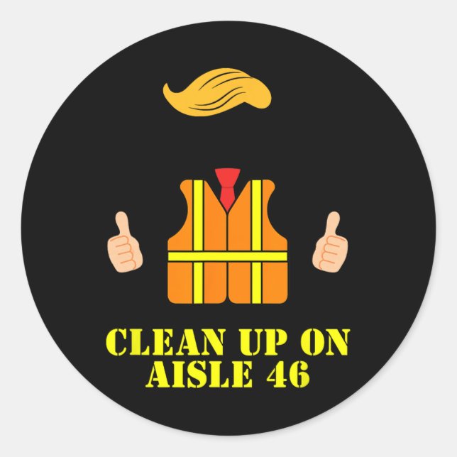 Pegatina Redonda Limpieza de los chalecos antibalas de Trump en Ais (Anverso)