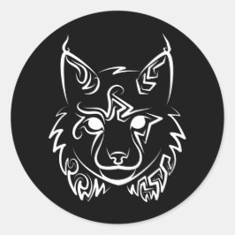 Pegatina Redonda Linces tribales negros y blancos