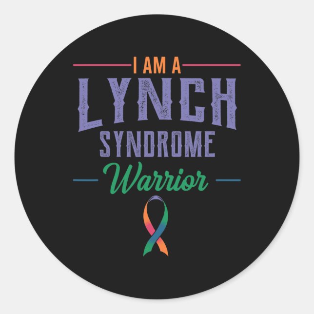 Pegatina Redonda Linch Syndrome Warrior Awareness Ribbon Hnpcc Pati (Anverso)