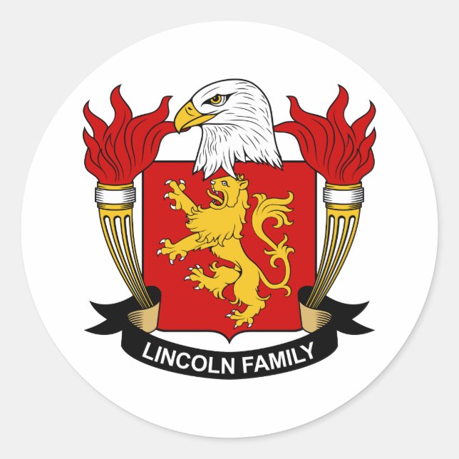 Pegatina Redonda Lincoln Family Crest (Anverso)
