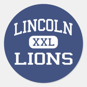 Pegatina Redonda Lincoln - leones - alto - Lincoln Rhode Island