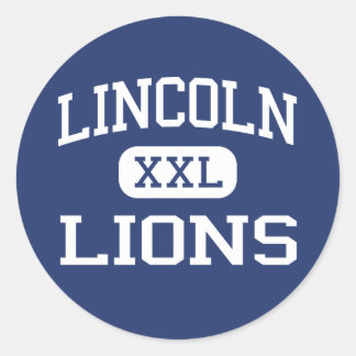 Pegatina Redonda Lincoln - leones - alto - Lincoln Rhode Island