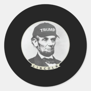 Pegatina Redonda Lincoln Usando a Trump Gorra - Funny Abe Merica Ab
