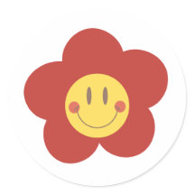 Linda Flor Sonriente Estética Retro Cara Feliz Des