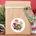 Pegatina Redonda linda Navidad vintage Santa Angel<br><div class="desc">lindo Pegatina vintage de Navidad Santa Angel Holiday Classic Round</div>