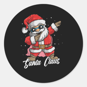Pegatina Redonda linda santa claus dabbing dance ilustraciónSticker