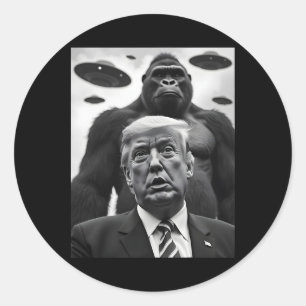 Pegatina Redonda Linda Selfie De Trump Pie Grande Con Ovnis Fu De A