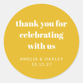 Pegatina Redonda Lindo Agradecimiento de Regadera Amarillo Personal