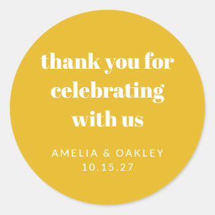 Pegatina Redonda Lindo Agradecimiento de Regadera Amarillo Personal