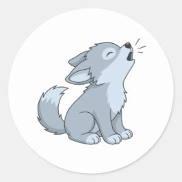 Pegatina Redonda Lindo cachorro de lobo aullador