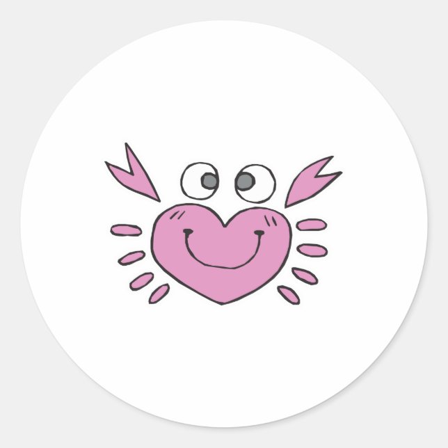 Pegatina Redonda lindo cráneo de corazón (Anverso)