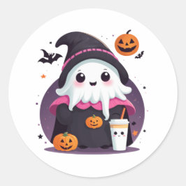 Pegatina Redonda lindo. divertido halloween de chocolate fantasma