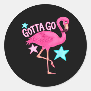 Pegatina Redonda Lindo Flamingo Divertido Femenino Verano Playa Ten
