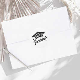 Pegatina Redonda Lindo gorro de graduación negro de la clase