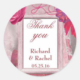 Pegatina Redonda Lindo Gracias Morado