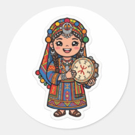 Pegatina Redonda Lindo Kawaii Amazigh Ber