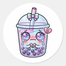 Lindo Kawaii Triste Boba Leche Té Llorando con H r