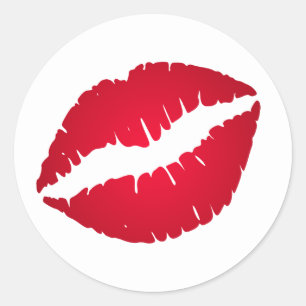 Pegatina Redonda Lindo lápiz labial rojo