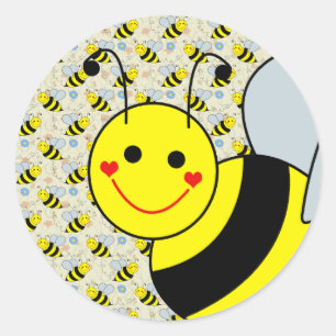 Pegatina Redonda Lindo manosee la abeja