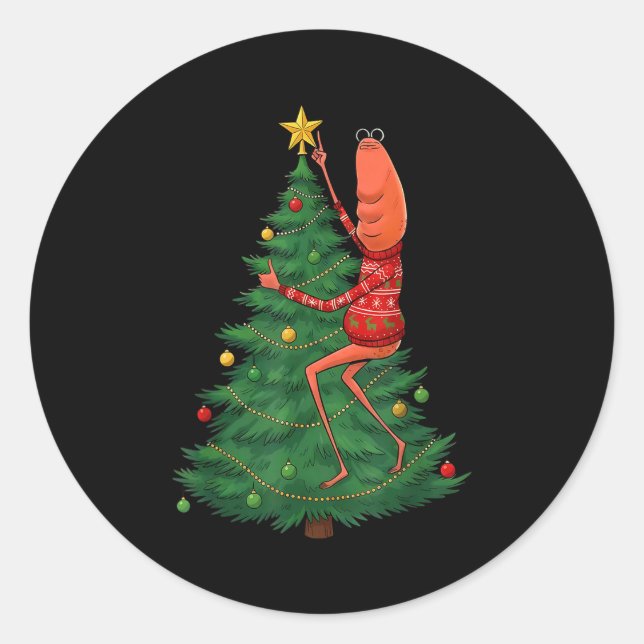 Pegatina Redonda Lindo Marcus The Worm Feliz Navidad Santa Marcus  (Anverso)
