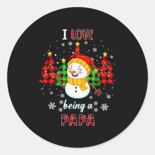 Pegatina Redonda Lindo Me Encanta Ser Un Papa Muñeco De Nieve Navid