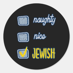 Pegatina Redonda Lindo Naughty Judío Ugly Hanukkah Sweater Chanukah