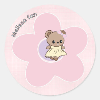 Pegatina Redonda Lindo osito kawaii princesa rosa estilo kpop