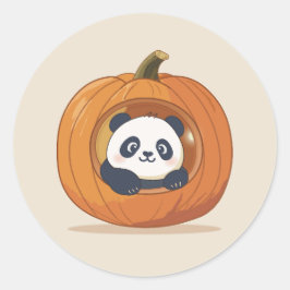Pegatina Redonda Lindo Panda de Calabaza de Halloween