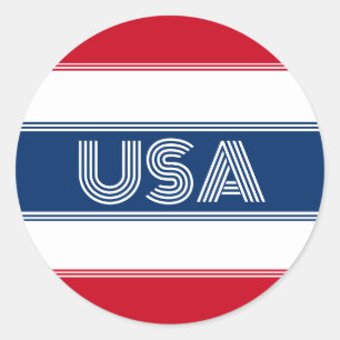Pegatina Redonda Lindo Patriótico USA América Rojo Blanco y Azul