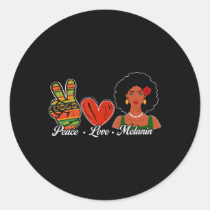 Pegatina Redonda Lindo Paz Amor Melanina Mes de la Historia Negra A